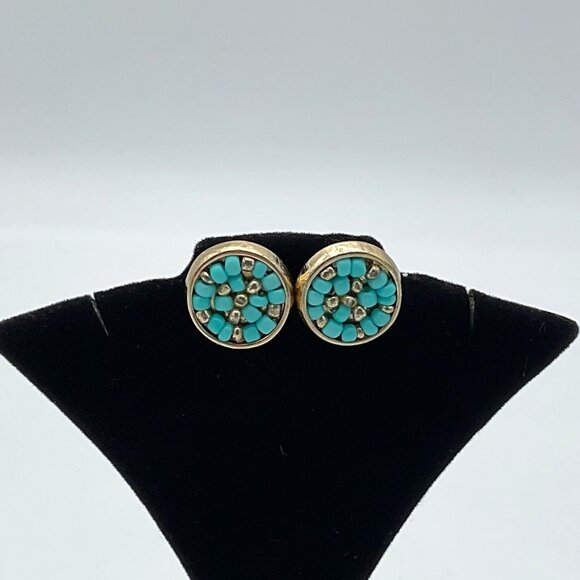 Chicos 5 in 10K Gold Plated & Turquoise Seed Bead Pierced Post Earrings - Picture 1 of 4